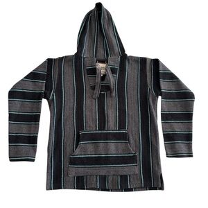 Miguel‎ Geraldo Baja Hoodie | Mexican Pullover Striped Poncho | Size L